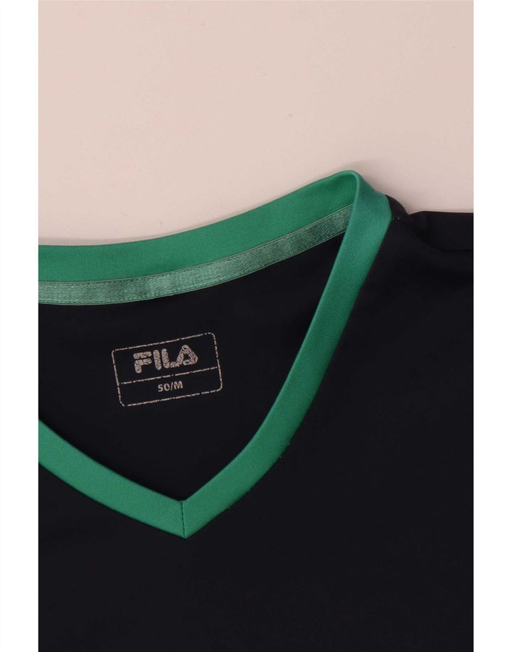 Fila Mens T-Shirt Top IT 50 Medium Turquoise Colourblock Polyester