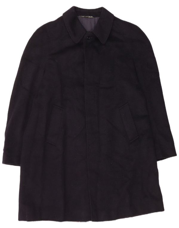 Moessmer Mens Overcoat UK 38 Medium Navy Blue Virgin Wool