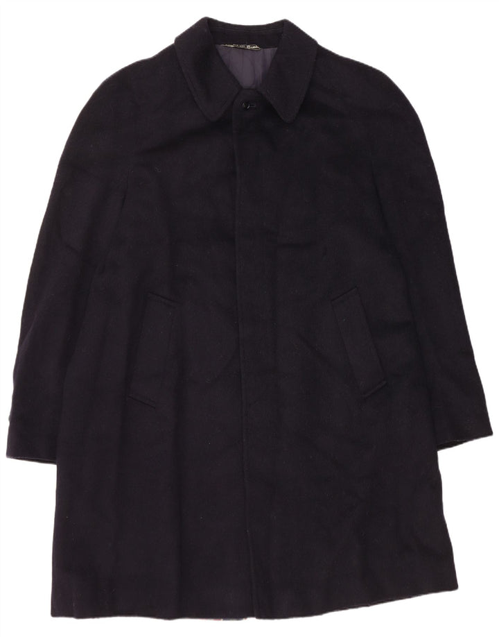 Moessmer Mens Overcoat UK 38 Medium Navy Blue Virgin Wool