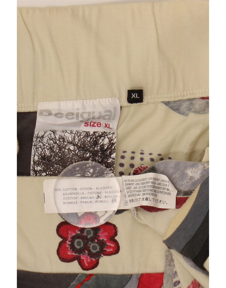 DESIGUAL Womens Graphic Asymmetrical Skirt XL W32  Multicoloured Floral