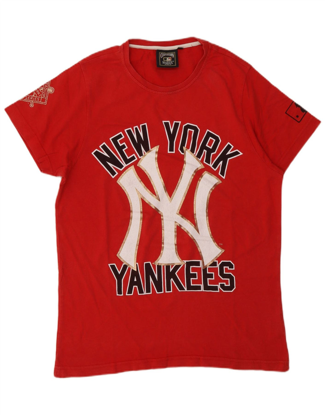 Majestic Mens Yankees Graphic T-Shirt Top Medium Red Cotton