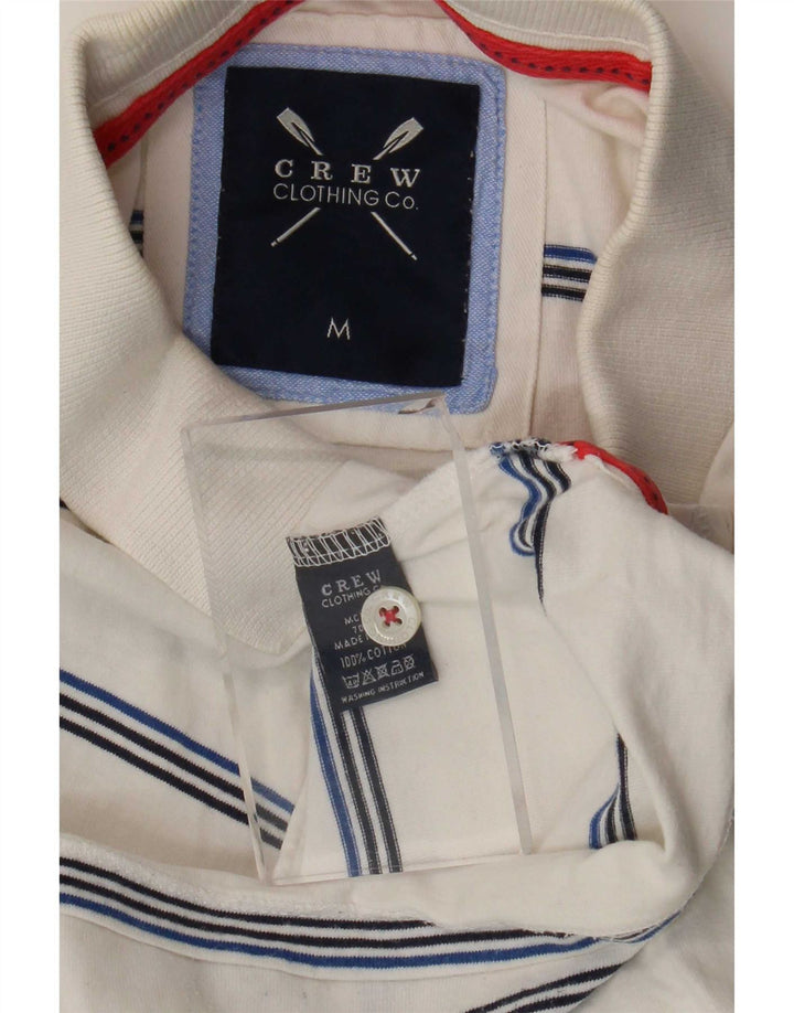 Crew Clothing Mens Polo Shirt Medium White Striped Cotton