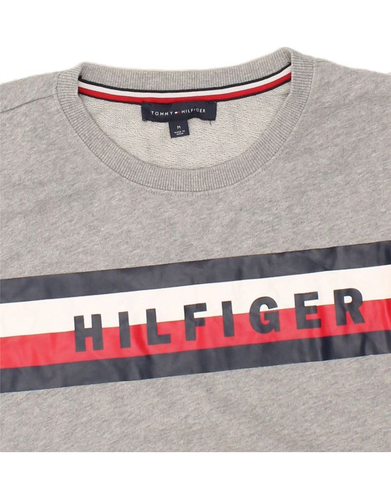 TOMMY HILFIGER Mens Graphic Sweatshirt Jumper Medium Grey Cotton Vintage Tommy Hilfiger and Second-Hand Tommy Hilfiger from Messina Hembry 