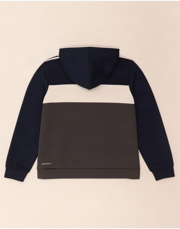 Adidas Boys Aeroready Hoodie Jumper 11-12 Years Navy Blue Colourblock