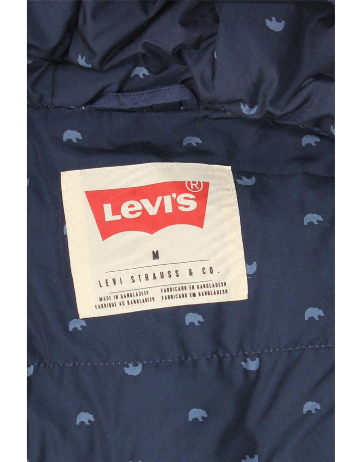 LEVI'S Mens Hooded Padded Jacket UK 38 Medium Navy Blue