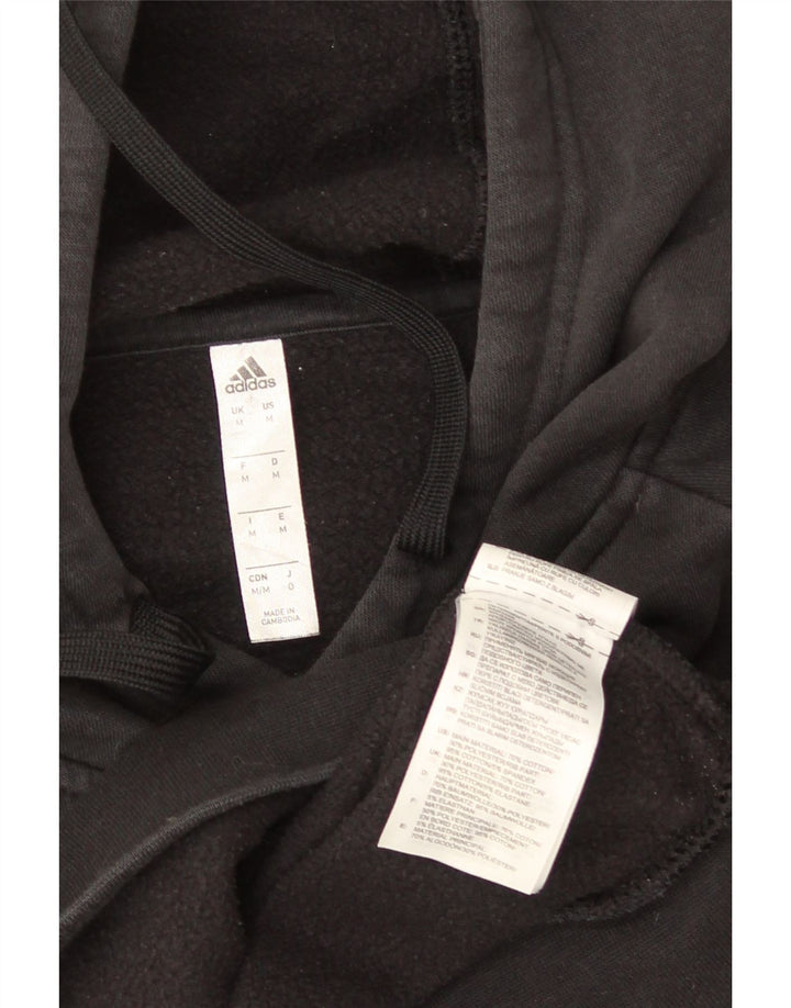 ADIDAS Mens Hoodie Jumper Medium Black Cotton