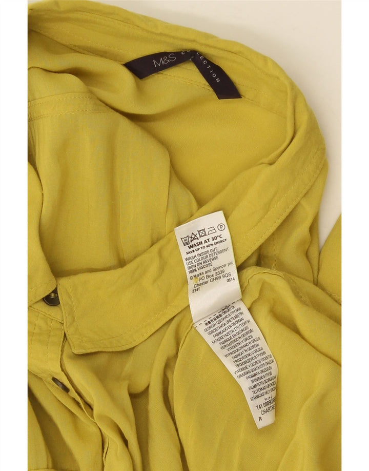 Marks & Spencer Womens Shirt Blouse UK 20 2XL Yellow Viscose