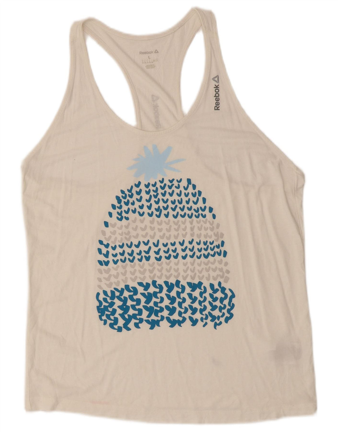 REEBOK Womens Graphic Vest Top UK 16/18 Large White Modal