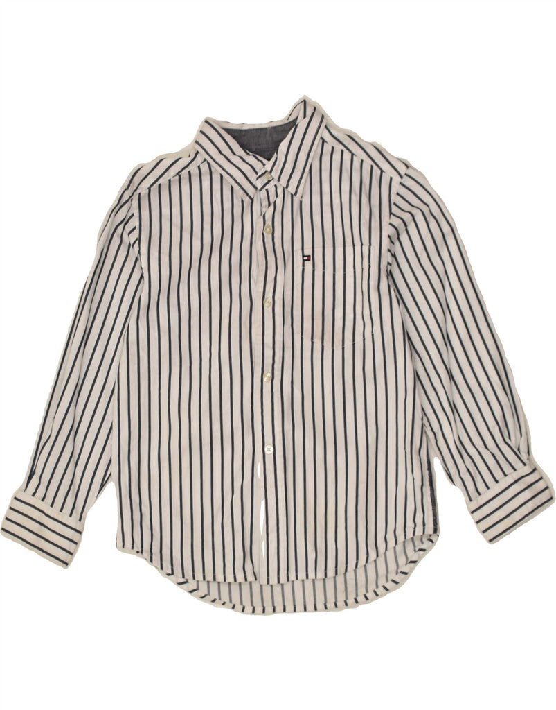 TOMMY HILFIGER Boys Shirt 4-5 Years XS White Striped Cotton | Vintage Tommy Hilfiger | Thrift | Second-Hand Tommy Hilfiger | Used Clothing | Messina Hembry 