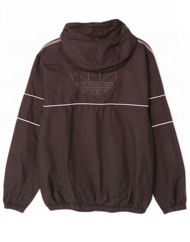 Adidas Mens Graphic Hooded Rain Jacket UK 42 XL Black Polyester