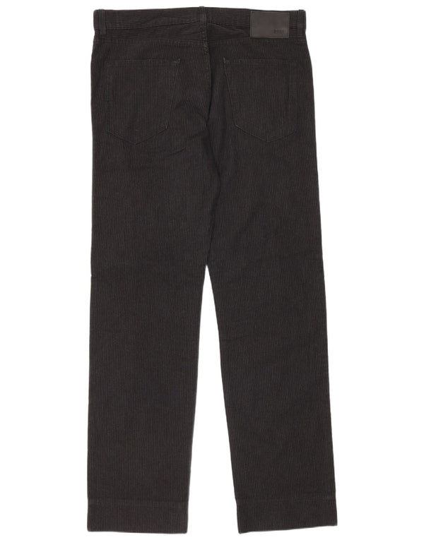 Hugo Boss Mens Regular Corduroy Trousers W35 L33 Black Cotton