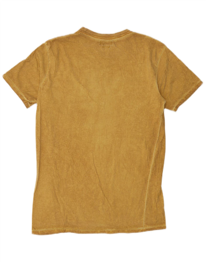 COVERI Mens Graphic T-Shirt Top Large Yellow Cotton