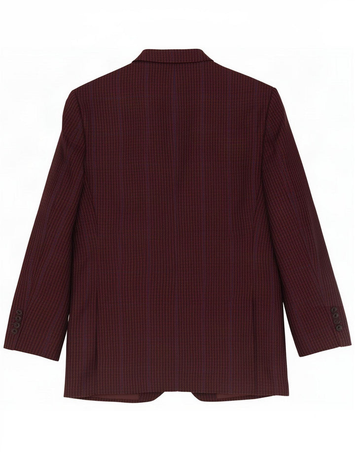 Douglas Mens 2 Button Blazer Jacket UK 38 Medium Burgundy Houndstooth