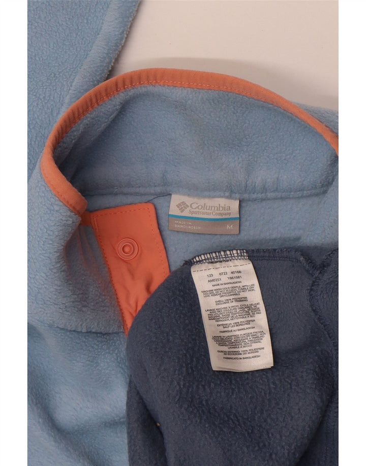 Columbia Mens Button Neck Fleece Jumper Medium Blue Colourblock Polyester
