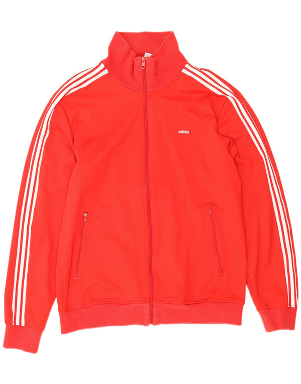 Adidas Mens Tracksuit Top Jacket Large Red Polyester
