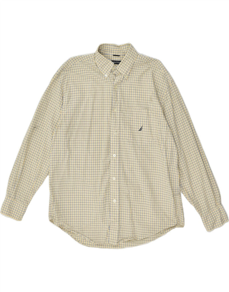 NAUTICA Mens Shirt Large Beige Check Cotton | Vintage Nautica | Thrift | Second-Hand Nautica | Used Clothing | Messina Hembry 