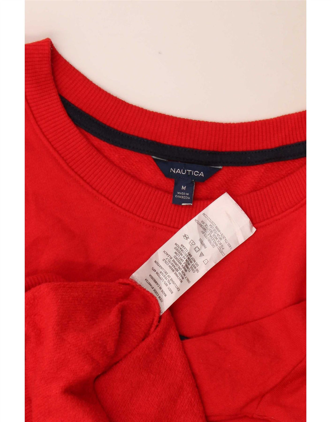 Nautica Womens Graphic Sweatshirt Jumper UK 14 Medium Red Cotton