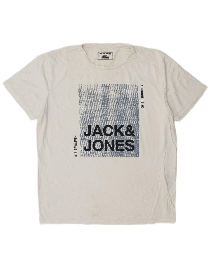 JACK & JONES Mens Regular Fit Graphic T-Shirt Top XL White Cotton
