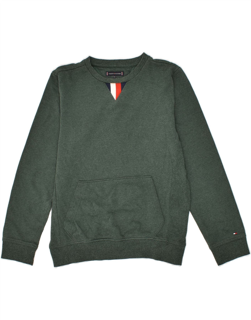 TOMMY HILFIGER Boys Sweatshirt Jumper 11-12 Years Green Cotton | Vintage Tommy Hilfiger | Thrift | Second-Hand Tommy Hilfiger | Used Clothing | Messina Hembry 