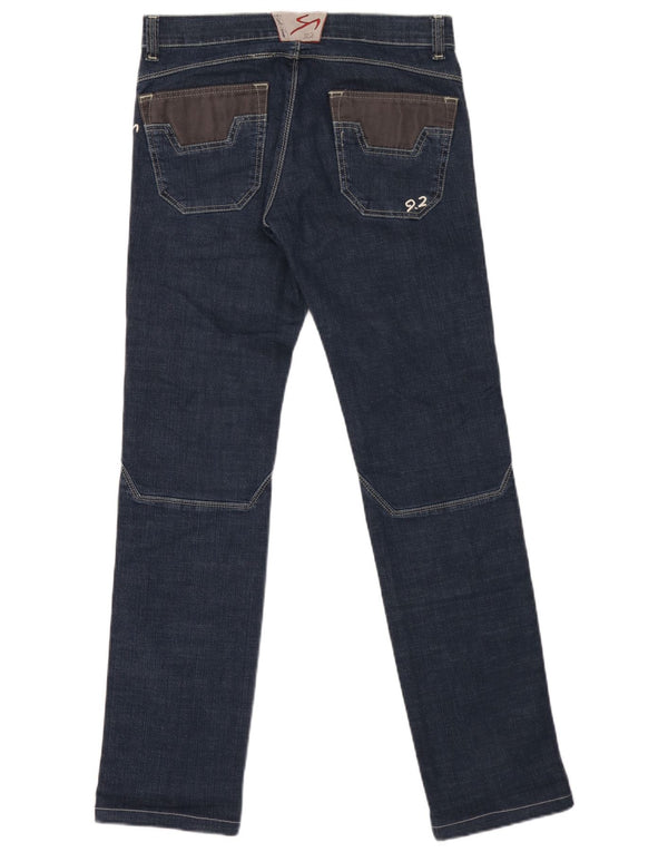 9.2 by Carlo Chionna Mens Slim Jeans W32 L32 Blue Colourblock Cotton