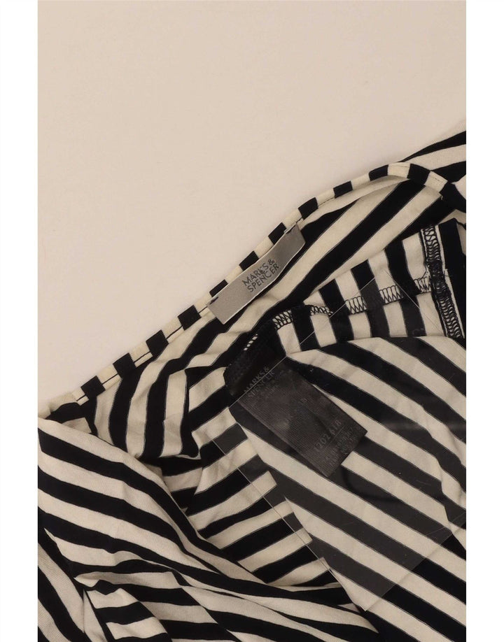 Marks & Spencer Womens Blouse Top UK 16 Large Black Striped Viscose