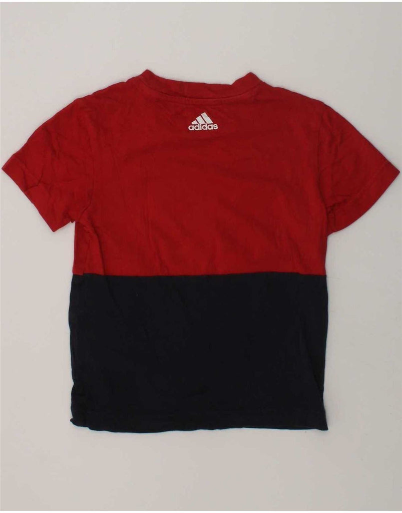 ADIDAS Boys Graphic T-Shirt Top 4-5 Years Red Colourblock Cotton Vintage Adidas and Second-Hand Adidas from Messina Hembry 