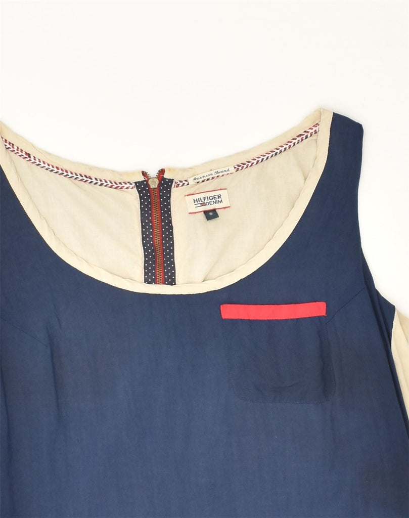 TOMMY HILFIGER Womens Tunic Dress UK 10 Small Navy Blue Modal | Vintage Tommy Hilfiger | Thrift | Second-Hand Tommy Hilfiger | Used Clothing | Messina Hembry 