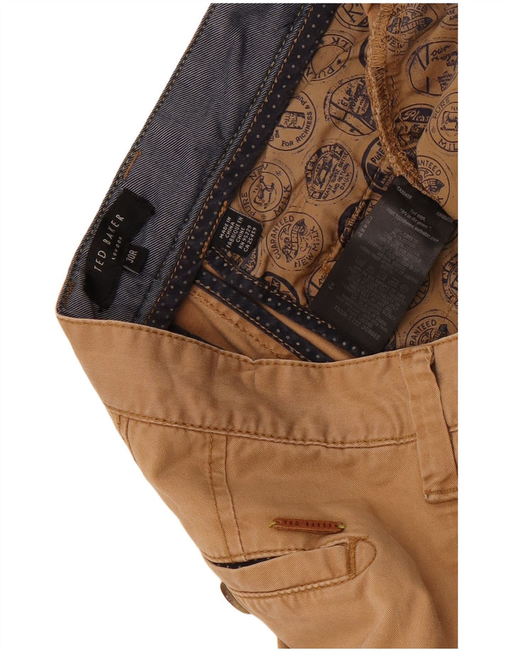 Ted Baker Mens Slim Chino Trousers W30 L32 Brown Cotton