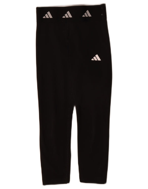 Adidas Girls Aeroready Graphic Leggings 7-8 Years Black Polyester