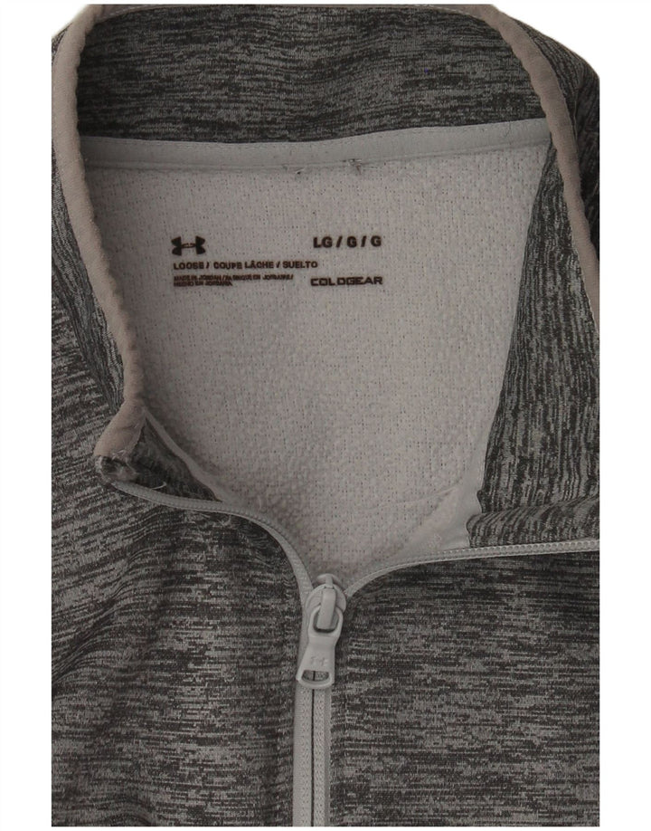 Under Armour Mens Cold Gear Pullover Tracksuit Top Large Grey Flecked