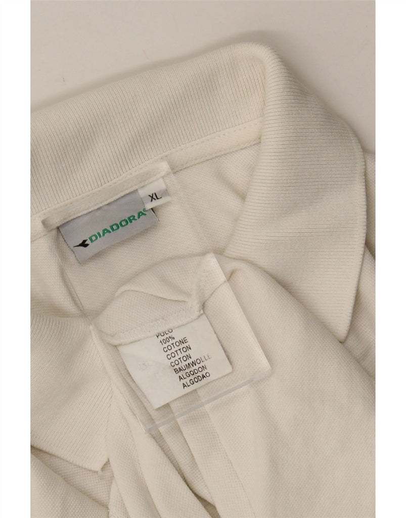 DIADORA Mens Polo Shirt XL White Cotton Vintage Diadora and Second-Hand Diadora from Messina Hembry 