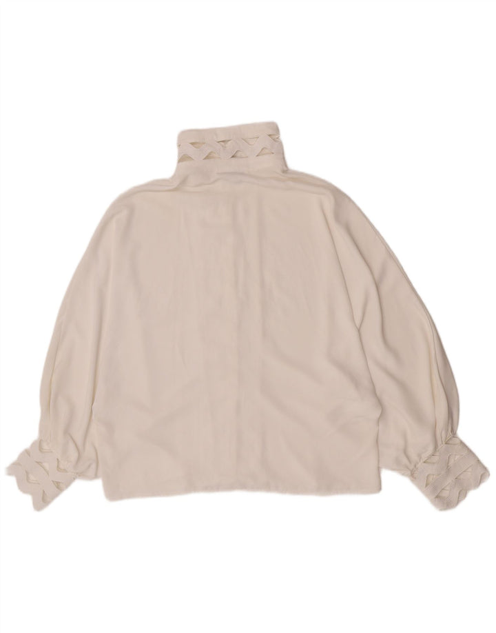 Vintage Womens Shirt Blouse UK 14 Large White Polyester