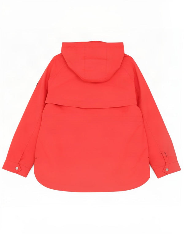 Joules Womens Hooded Rain Jacket UK 12 Medium Red Cotton