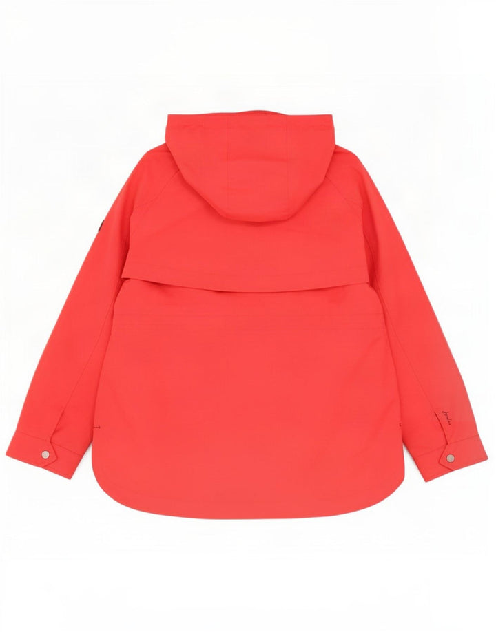 Joules Womens Hooded Rain Jacket UK 12 Medium Red Cotton