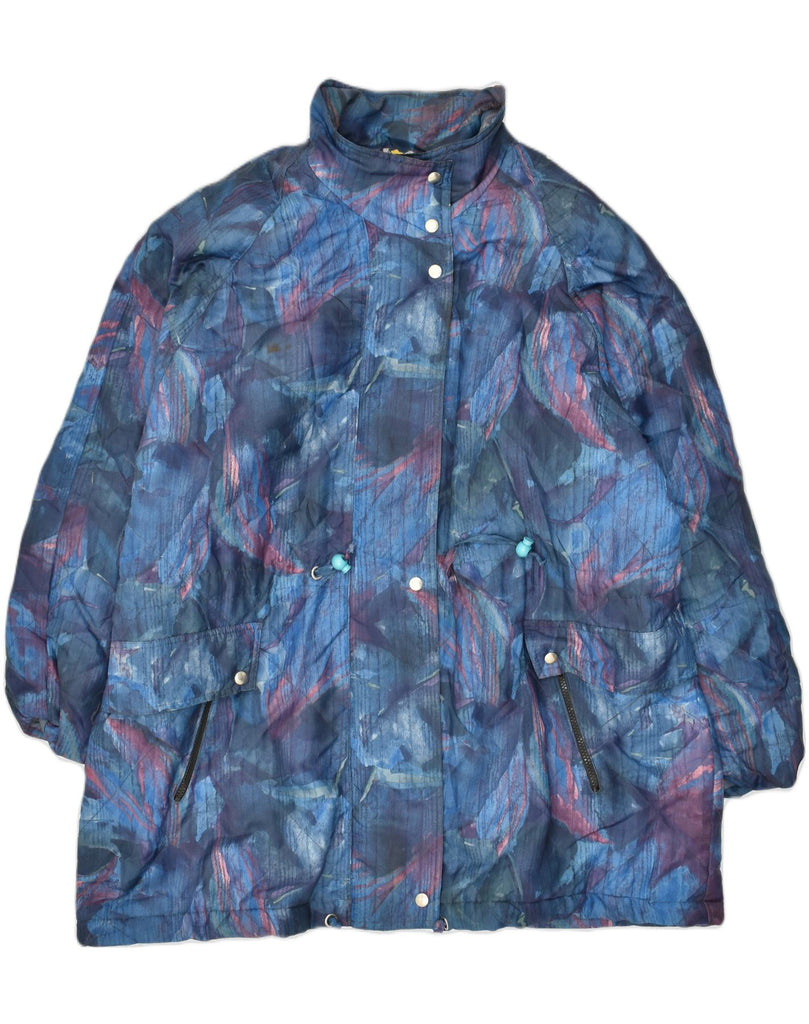 VINTAGE Womens Windbreaker Jacket IT 46 Large Blue Floral Polyester | Vintage Vintage | Thrift | Second-Hand Vintage | Used Clothing | Messina Hembry 