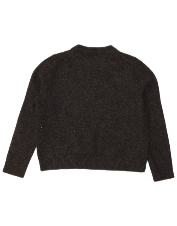 Cos Womens Crop Crew Neck Jumper Sweater UK 14 Medium Grey Cashmere