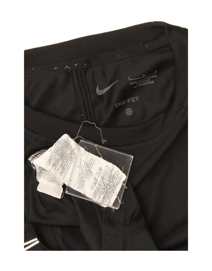 Nike Mens Dri Fit T-Shirt Top Large Black Colourblock Polyester