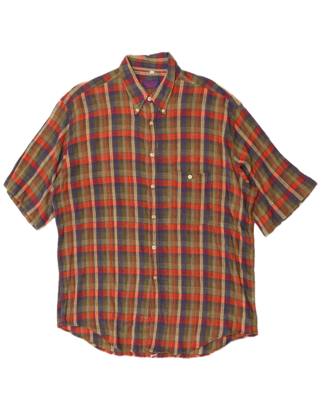 Missoni Mens Short Sleeve Shirt 2XL Green Check Cotton