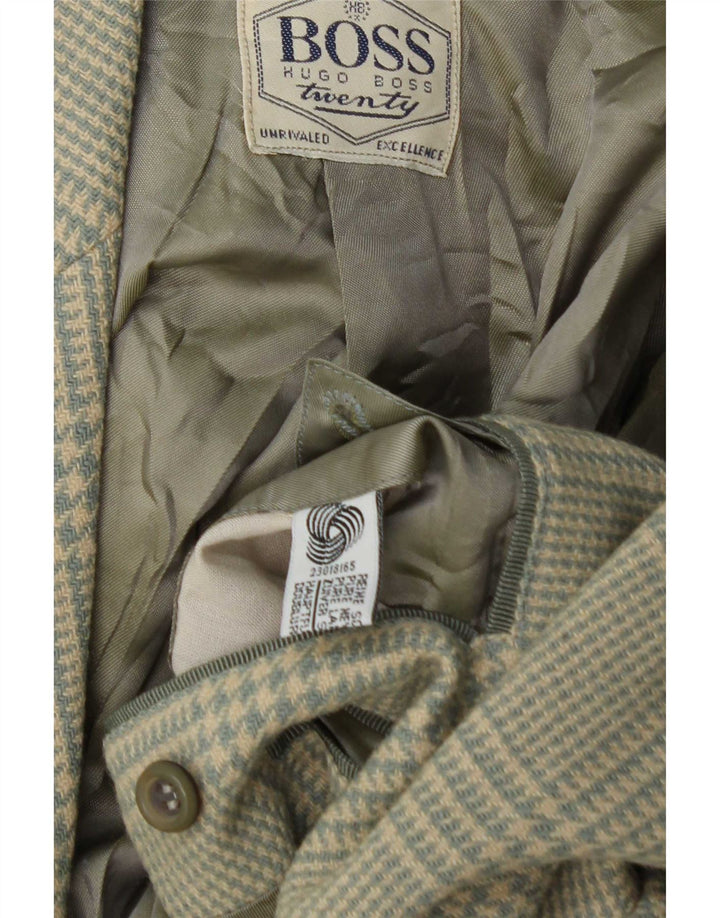Hugo Boss Mens 2 Button Blazer Jacket UK 38 Medium Green Check Wool