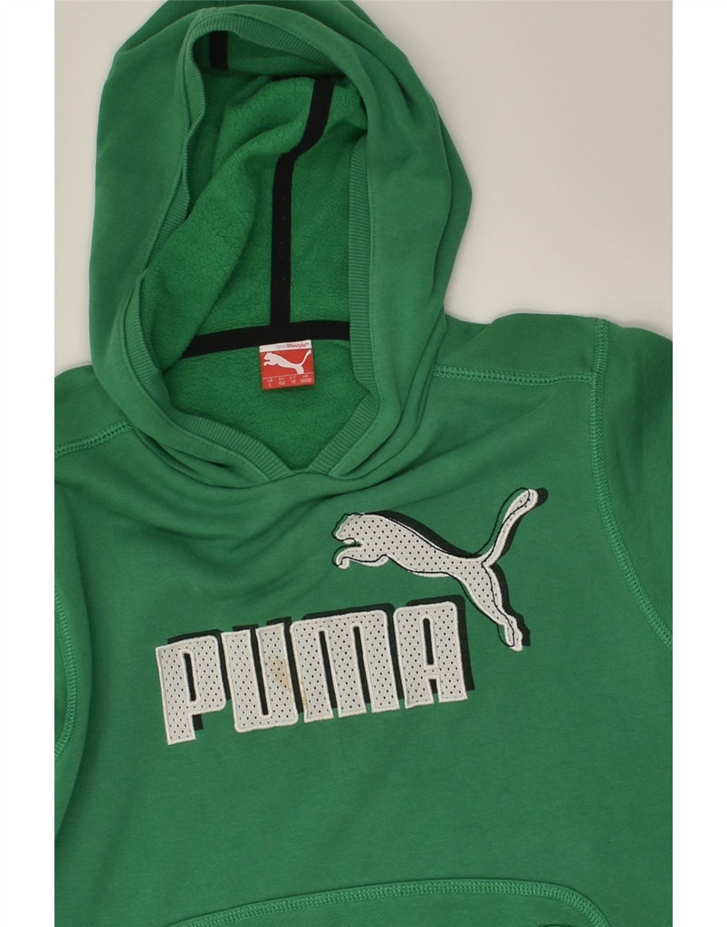 PUMA Boys Graphic Hoodie Jumper 11-12 Years Green | Vintage Puma | Thrift | Second-Hand Puma | Used Clothing | Messina Hembry 