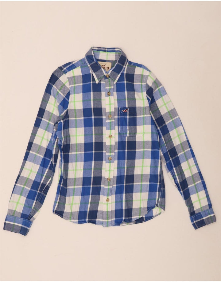 Hollister Mens Flannel Shirt Medium Blue Check Cotton