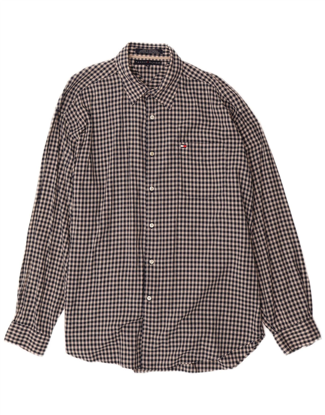 TOMMY HILFIGER Mens Shirt XL Black Check Cotton