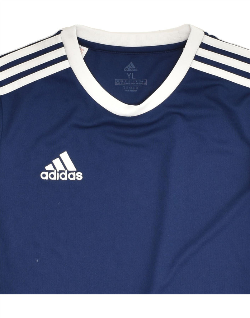 ADIDAS Boys Climalite T-Shirt Top 13-14 Years Large  Navy Blue Polyester | Vintage Adidas | Thrift | Second-Hand Adidas | Used Clothing | Messina Hembry 