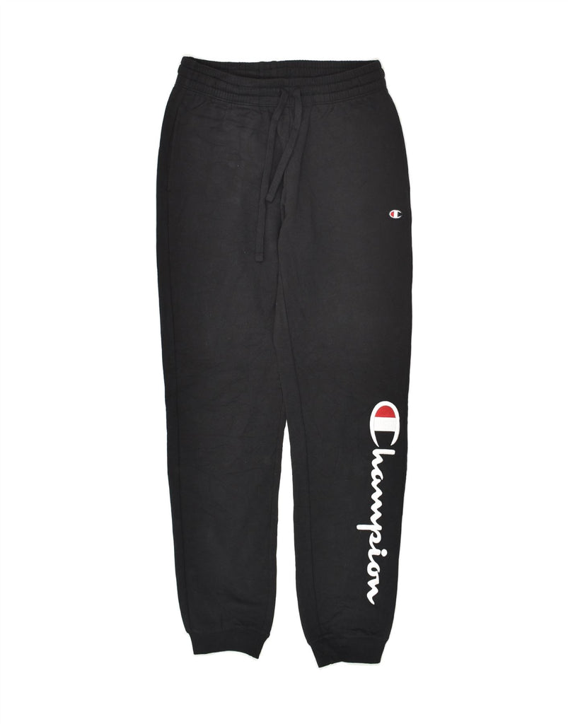 CHAMPION Womens Graphic Tracksuit Trousers Joggers UK 6 XS Black Cotton | Vintage Champion | Thrift | Second-Hand Champion | Used Clothing | Messina Hembry 