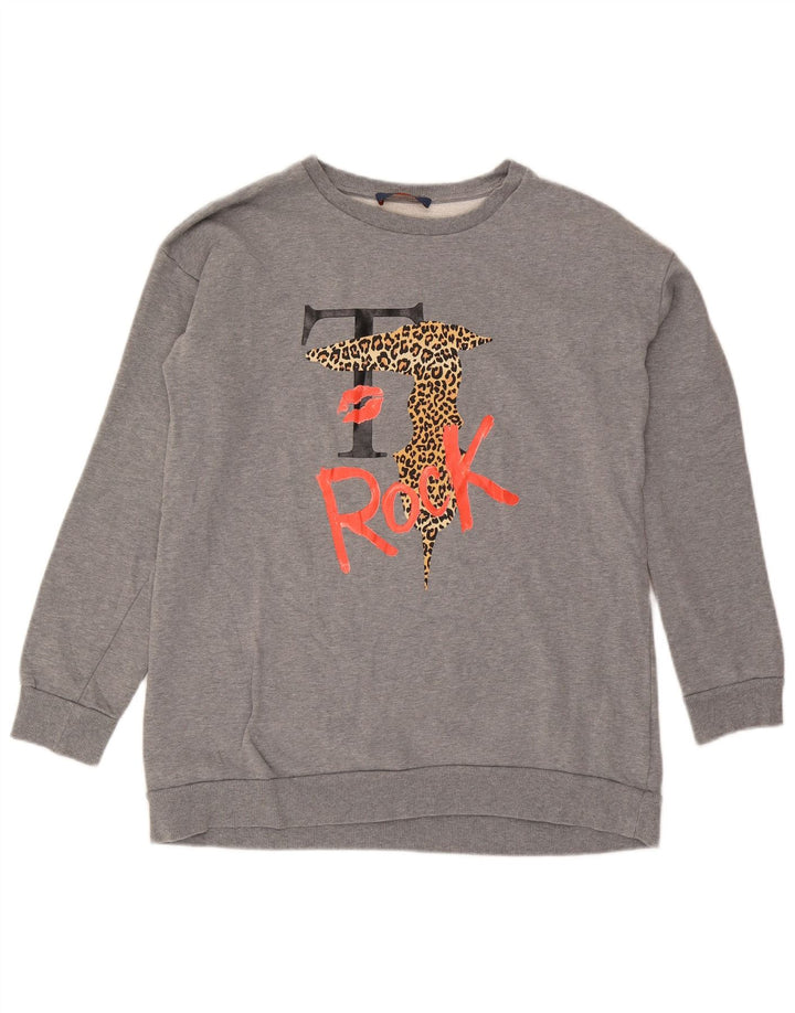 Trussardi Jeans Mens Graphic Sweatshirt Jumper Large Grey Cotton