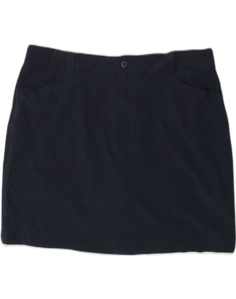 EDDIE BAUER Womens Mini Straight Skirt US 14 XL W36 Navy Blue Polyester | Vintage Eddie Bauer | Thrift | Second-Hand Eddie Bauer | Used Clothing | Messina Hembry 