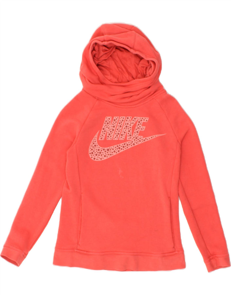 NIKE Girls Graphic Hoodie Jumper 12-13 Years Large Red Cotton | Vintage Nike | Thrift | Second-Hand Nike | Used Clothing | Messina Hembry 