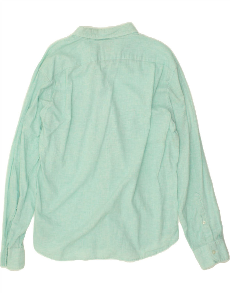 J. CREW Mens Slim Shirt Large Green Pinstripe Cotton | Vintage J. Crew | Thrift | Second-Hand J. Crew | Used Clothing | Messina Hembry 