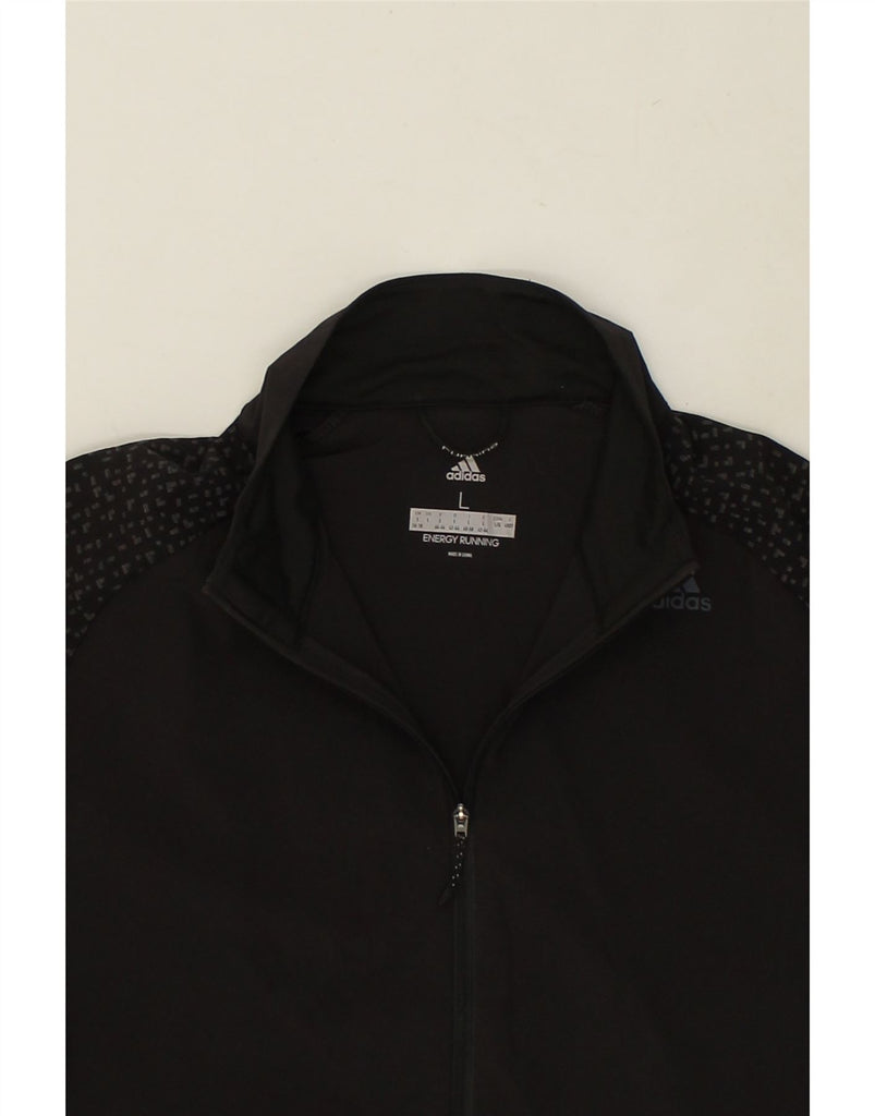 ADIDAS Womens Tracksuit Top Jacket UK 16/18 Large Black Spotted Polyester | Vintage Adidas | Thrift | Second-Hand Adidas | Used Clothing | Messina Hembry 