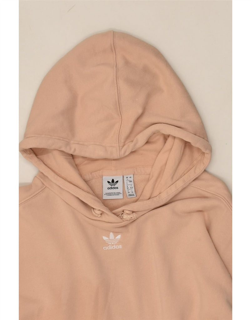 ADIDAS Womens Crop Hoodie Jumper US 4 Small Beige Cotton | Vintage Adidas | Thrift | Second-Hand Adidas | Used Clothing | Messina Hembry 